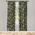 thumbnail image 1 of Jungle Boho Window Curtains, Tropical Themed Wild Forest Leaves Woods on Dark Tone Back Print, Lightweight Decor 2-Panel Set with Rod Pocket, Pair of - 28"x63", Pistachio Green Mustard, by Ambesonne, 1 of 3