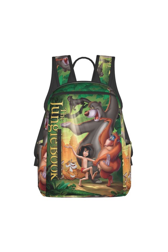 Jungle Book Backpack Cartoon Printed College Laptop Schoolbag Casual Travel Hiking Work Business Daypack Bookbag