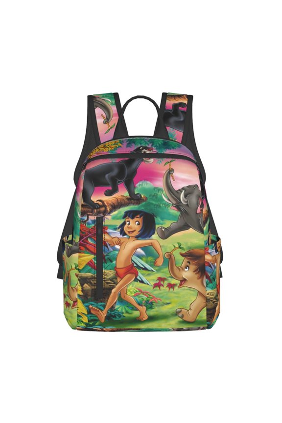 Jungle Book Backpack Cartoon Printed College Laptop Schoolbag Casual Travel Hiking Work Business Daypack Bookbag