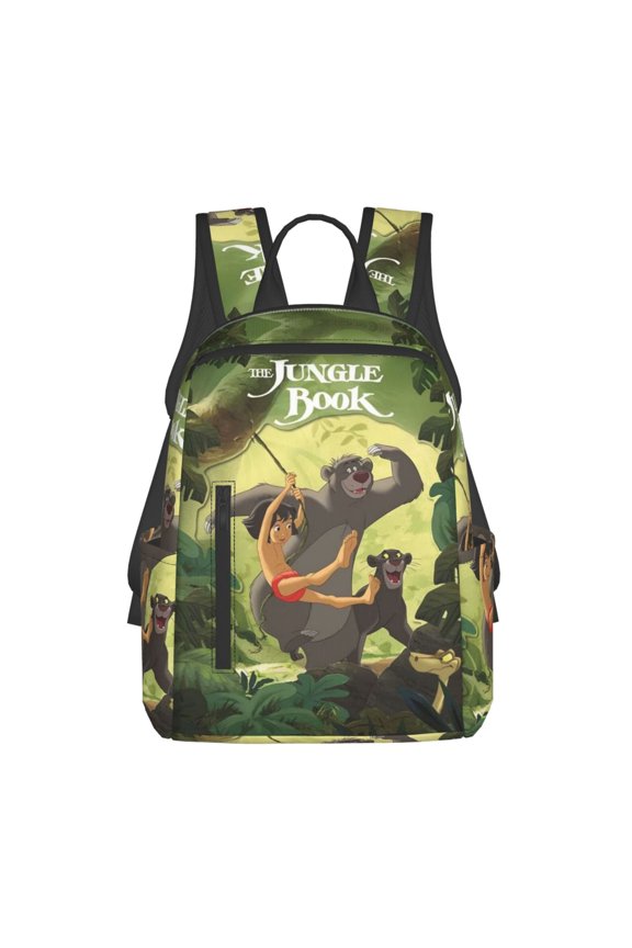 Jungle Book Backpack Cartoon Printed College Laptop Schoolbag Casual Travel Hiking Work Business Daypack Bookbag