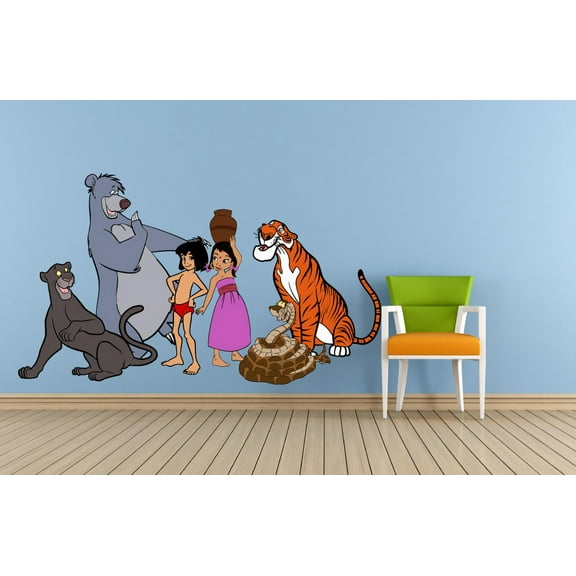 Jungle Book Cartoon Characters Colorful Decors Wall Sticker Art Design Decal for Girls Boys Kids Room Bedroom Nursery Kindergarten House Fun Home Decor Stickers Wall Art Vinyl Decoration (20x40 inch)