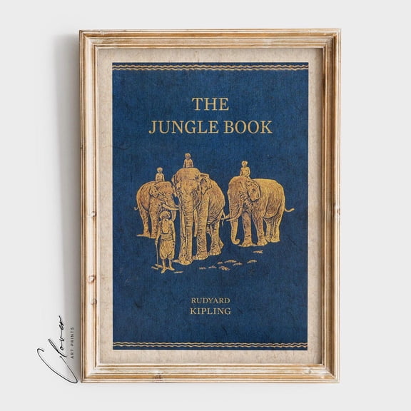 The Jungle Book Cover Art Print, Bookish For Book Lovers & Bookworm, Vintage, Classic Books, Room Wall Decor Home Decor #73, Unframed Poster Size 8x12