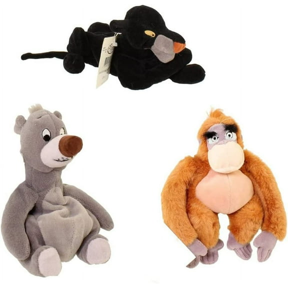 Jungle Book Set of 8' Plush Bean Bags with King Louie, Baloo, and Bagherra Dolls New
