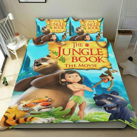The Jungle Book-themed Bed Sheet Set Three Piece Set Comfortable And Skin Friendly Unique Design Home Decor Gifts For Family Friends fans54x79Inches135cm*200cm
