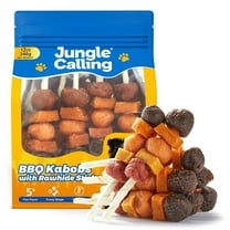 Jungle Calling Dog Treats, Snacks BBQ Kabobs, Chicken,Duck, Beef, Sweet Potato & Pumpkin,Rawhide Sticks 12 oz
