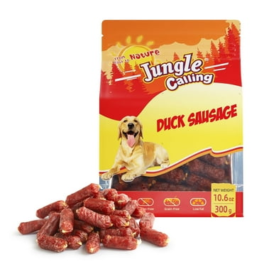 Jungle Calling Dog Treats, Duck Jerky Sausage Natural Chews for Dogs