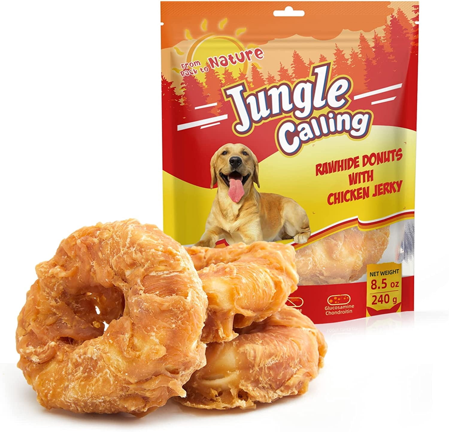 Rawhide String Dogs Jungle Calling Dog Treats with Chicken Wrapped, Long Lasting Rawhide ...