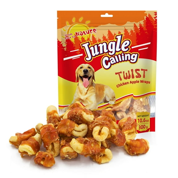 Jungle Calling Dog Treats, Skinless Chicken Wrapped Apple Treats,Gluten and Grain Free,Chewy