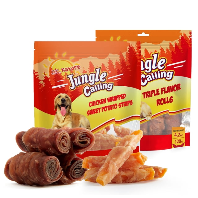Jungle Calling Dog Treats Variety Pack | Chicken Wrapped Sweet Potato ...