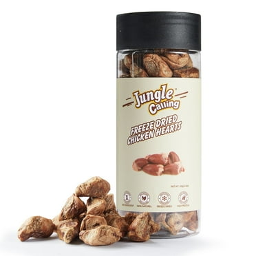 Jungle Calling Freeze Dried Cat Treats and Dog Snacks, Raw Chicken Hearts Treats for Dogs & Cats, Single Ingredient & High Protein Snacks for Training
