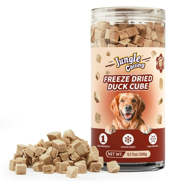 Jungle Calling Freeze Dried Dog & Cat Treats, Single Ingredient Duck Treats for Cats Dogs,9.17 oz