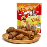 Jungle Calling Rawhide Free 6.5'' Peanut Butter Bones Dog Treats,Dog Chews for Dogs,4 Count