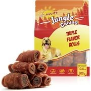 Jungle Calling Triple Flavor Rolls Dog Treats,Real Chicken Duck Beef Meat, Rawhide Free Dog Snacks
