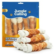 Jungle Calling Chicken Knotted Bones for Dogs Rawhide Free Chicken Wrapped Chew Dog Bones Training Treats, 12 oz