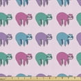 thumbnail image 1 of Ambesonne Jungle Cartoon Fabric by the Yard Upholstery, Funny Exotic Sloth, 10 Yards, Pale Pink Multicolor, 1 of 4