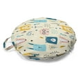 thumbnail image 1 of Jungle Cartoon Round Floor Cushion with Handle, Funny Pattern with Animal Flowers Stars and Spots, Decorative Pillow for Living Room & Dorms, 18" Round, Cream Multicolor, by Ambesonne, 1 of 4