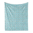 thumbnail image 1 of Jungle Cartoon Soft Flannel Fleece Throw Blanket, Continuous Whimsical Pattern of Cheerful Zebra and Rainbows, Cozy Plush for Indoor and Outdoor Use, 60" x 80", Pale Sky Blue Multicolor, by Ambesonne, 1 of 5