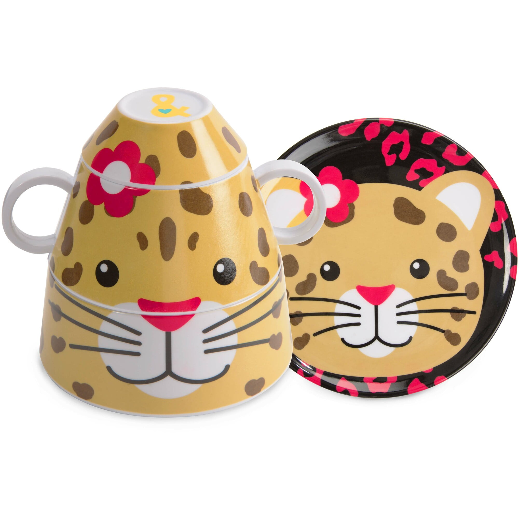 Pavilion Gift Company - Jungle Cat - 4 Piece Stackable Dinner Set