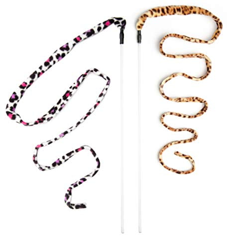 Multicolor Polycarbonate Jungle Patterned Cat Teaser Wand, 65 inches