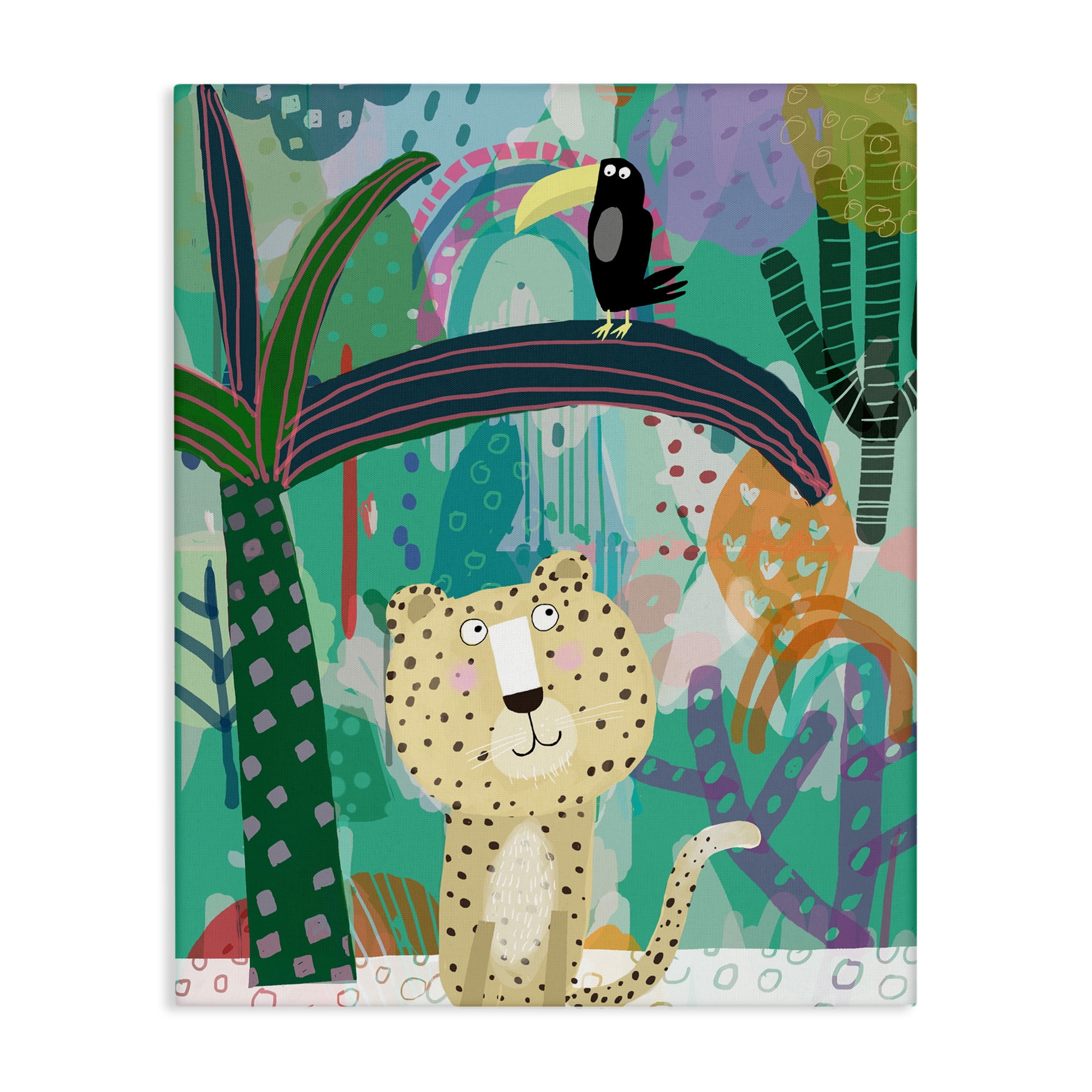 Jungle Cheetah & Toucan Canvas Wall Art, design by Carla Daly