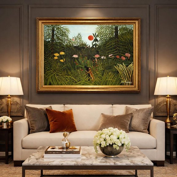 Jungle Dreamlike Virgin Forest Sunset Vintage Landscape Farmhouse Country Nature Wall Decor Unframed Paper Print