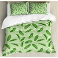 thumbnail image 1 of Jungle Duvet Cover Set, Palm Leaves Oceanic Climate Theme Florets Rainforest Environment Design, Decorative 3 Piece Bedding Set with 2 Pillow Shams, Calking Size, Fern and Pale Green, by Ambesonne, 1 of 3