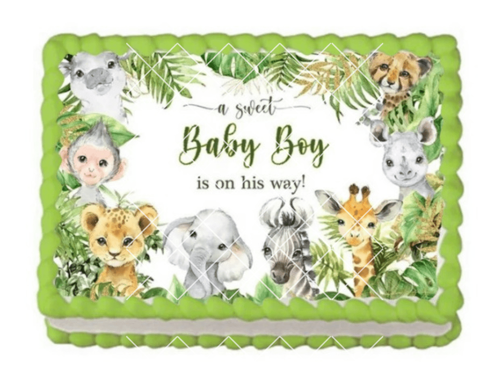 Jungle Edible Image Baby Shower Cake Topper, by ToriBellas Designs