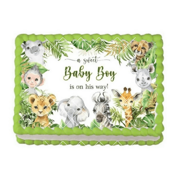 Jungle Edible Image Baby Shower Cake Topper, by ToriBellas Designs