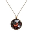 thumbnail image 1 of Jungle Elk Necklace Personalized Custom Photo Round Pendant Adjustable Stainless Steel Necklaces with Gift Box for Men Women Mothers Valentine's Jewelry Gift, 1 of 6