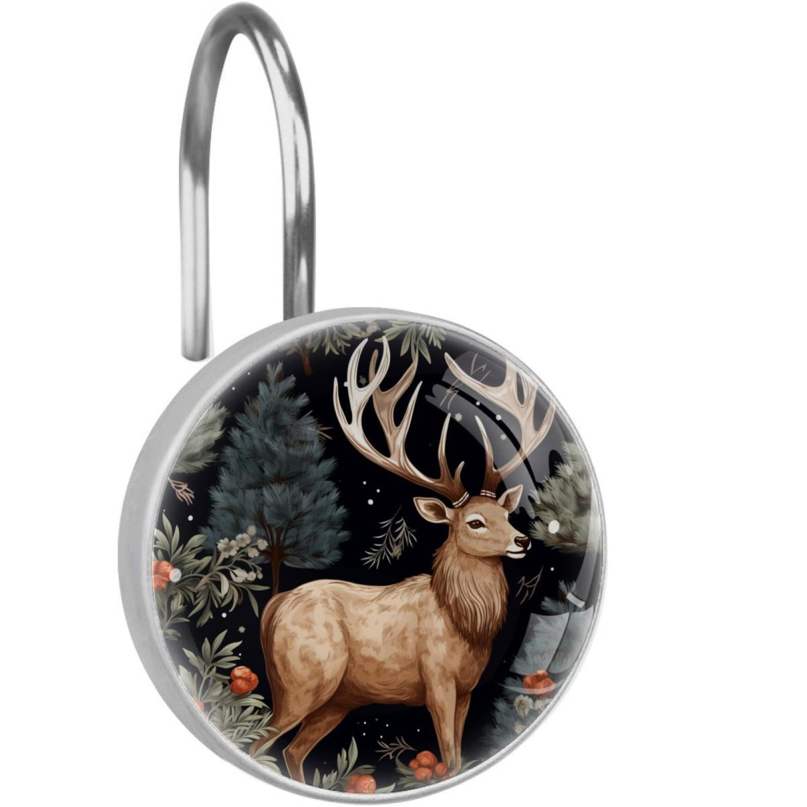 Jungle Elk Shower Curtain Hooks ???Set of 12??? for Home Hotel Shower Rods