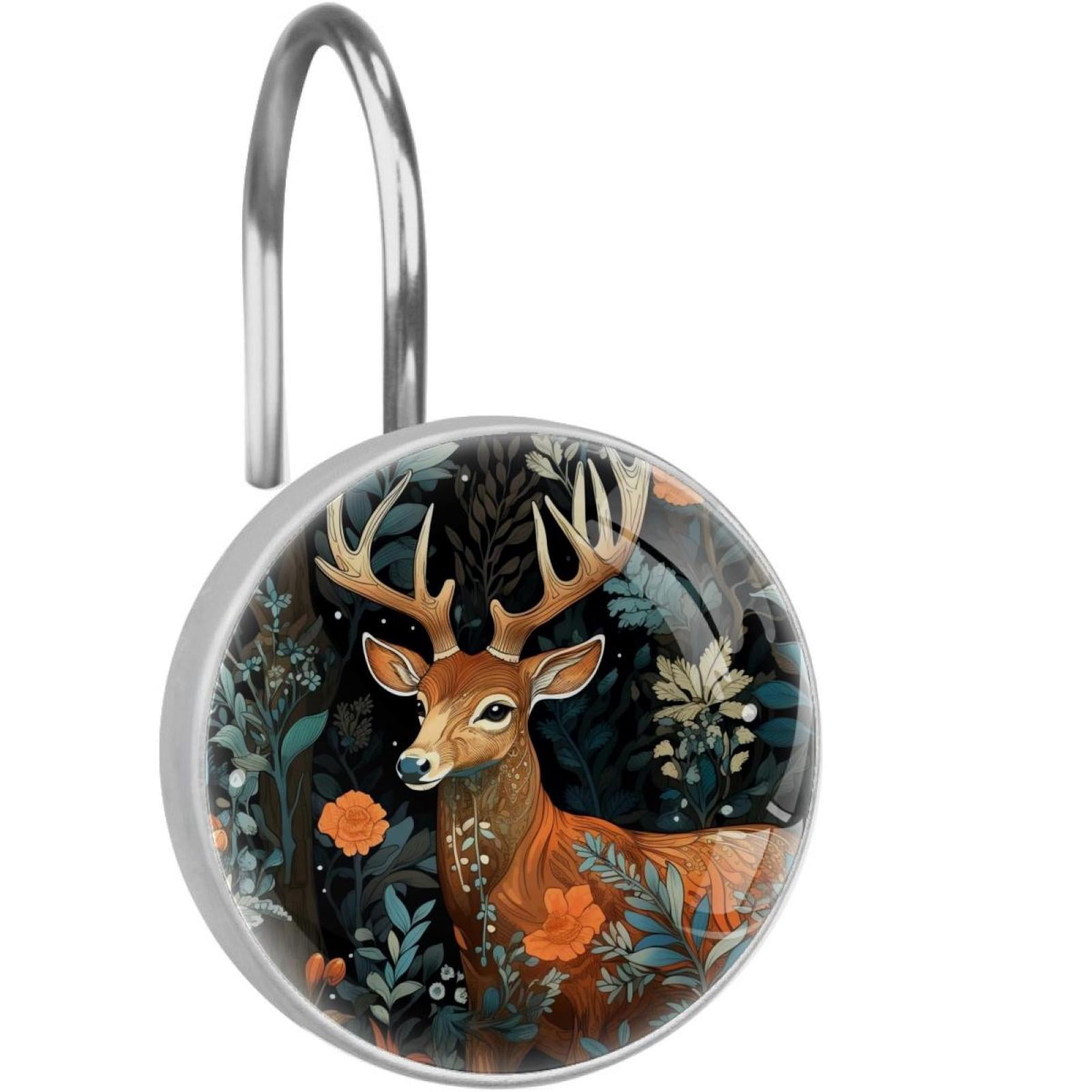 Jungle Elk Shower Curtain Hooks （Set of 12） for Home Hotel Shower Rods ...