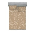 thumbnail image 1 of Jungle Fitted Sheet & Pillow Sham Set, Minimalist Style Nature Inspired Leaf Shade Drawing on Rustic Backdrop, Decorative Printed 3 Piece Bedding Decor, Full, Pale Taupe and Pale Grey, by Ambesonne, 1 of 2