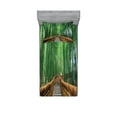 thumbnail image 1 of Jungle Fitted Sheet & Pillow Sham Set, Tropical Nature Bridge over Trees Exotic Landscape Forest Jungle Woods Design, Decorative Printed 4 Piece Bedding Decor Set, Twin, Green Brown, by Ambesonne, 1 of 3
