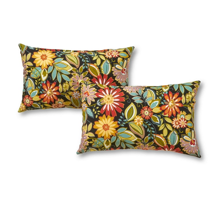 Jungle Floral 19 x 12 in. Outdoor Rectangle Throw Pillow Set of 2 by Greendale Home Fashions