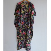 Jungle Floral Print Cotton Fabric Indian Kaftan Dress Long Top Caftan, Dress Beach Wear Cover up, Printed Sleepwear Maxi Dress Boho Kimono Robe