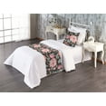thumbnail image 1 of Jungle Flowers Bed Runner Set, Watercolor Blooming Floral in Boho Forest with Leaves Greenery, Decorative Bedding Scarf & a Pillow Sham for Hotels Homes, Twin, Laurel Green Coral Taupe, by Ambesonne, 1 of 3