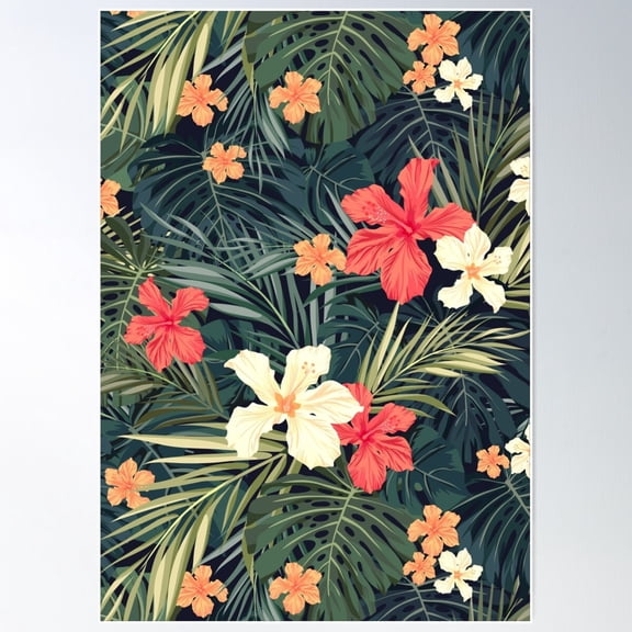 Jungle Flowers Poster Wall Art, Modern Wall Decor For Living Room Bedroom, 8x12 UNFRAMED