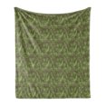 thumbnail image 1 of Jungle Foliage Soft Flannel Fleece Blanket, Continuous Tropic Pattern with Outline Leaves and Palm Trees Print, Cozy Plush for Indoor and Outdoor Use, 70" x 90", Taupe and Lime Green, by Ambesonne, 1 of 5