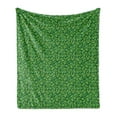 thumbnail image 1 of Jungle Foliage Soft Flannel Fleece Throw Blanket, Nature Inspired Pattern with Tropic Hawaiian Plantation Leaves, Cozy Plush for Indoor and Outdoor Use, 50" x 70", Green Lime Green, by Ambesonne, 1 of 5