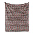 thumbnail image 1 of Jungle Foliage Soft Flannel Fleece Throw Blanket, Tropical Pattern of Digitally Generated Abstract Palm Leaves, Cozy Plush for Indoor and Outdoor Use, 60" x 80", Burnt Sienna Sky Blue, by Ambesonne, 1 of 5