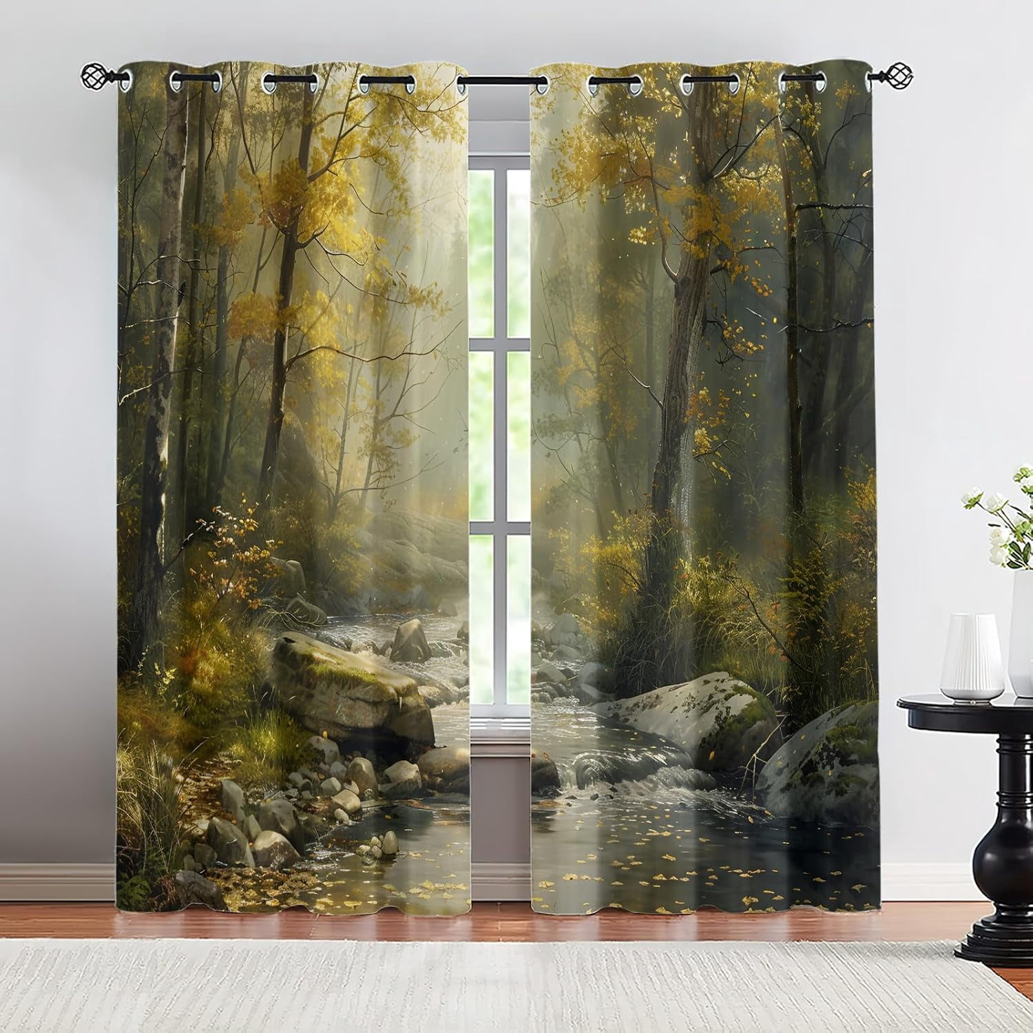 Jungle Forest Blackout Curtains, Autumn Woodland Drapes for Bedroom ...