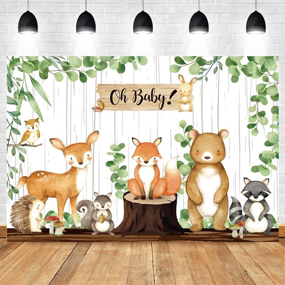 Jungle Forest Wild One Safari Animal Party Backdrop Newborn Baby Shower ...