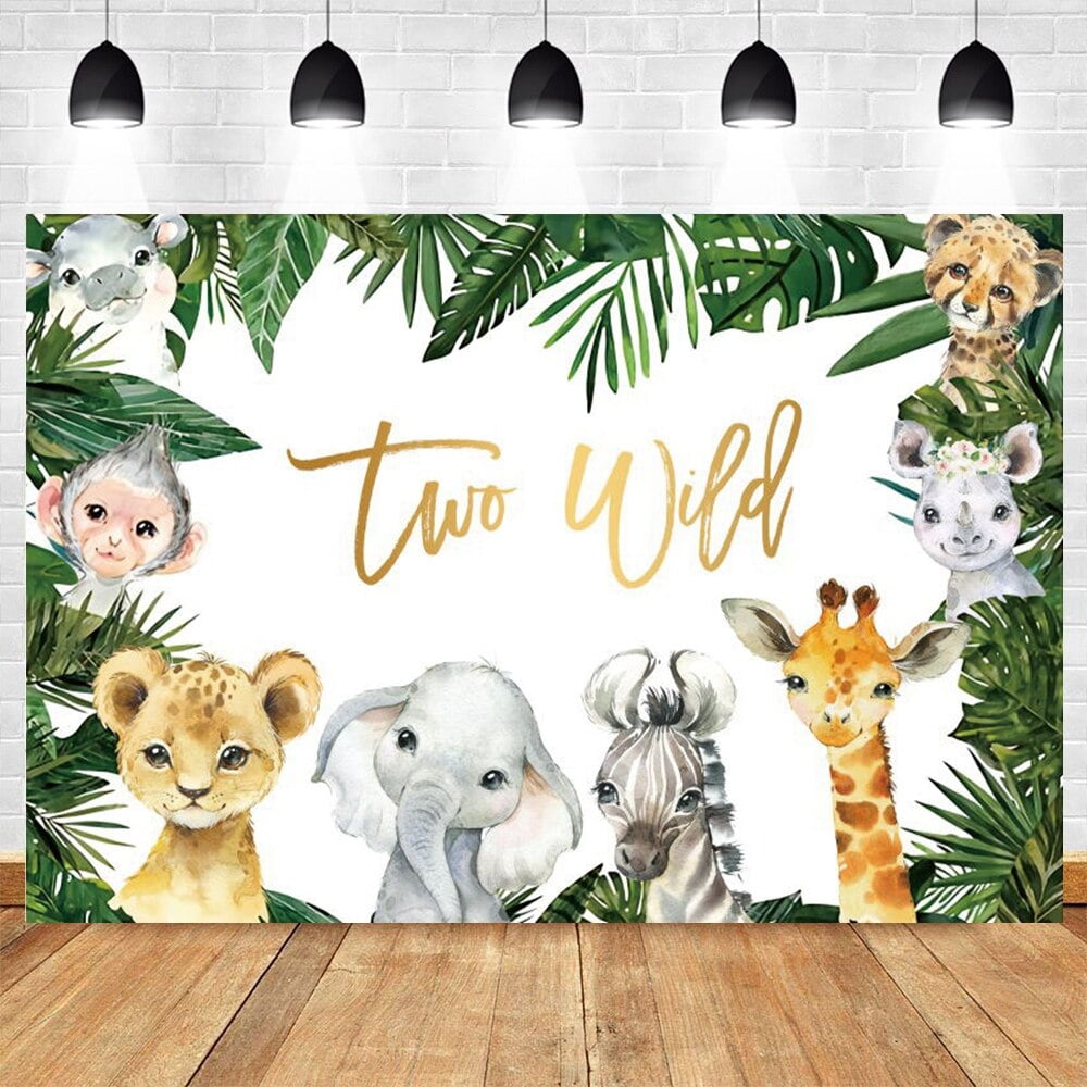 Jungle Forest Wild One Safari Animal Party Backdrop Newborn Baby Shower ...