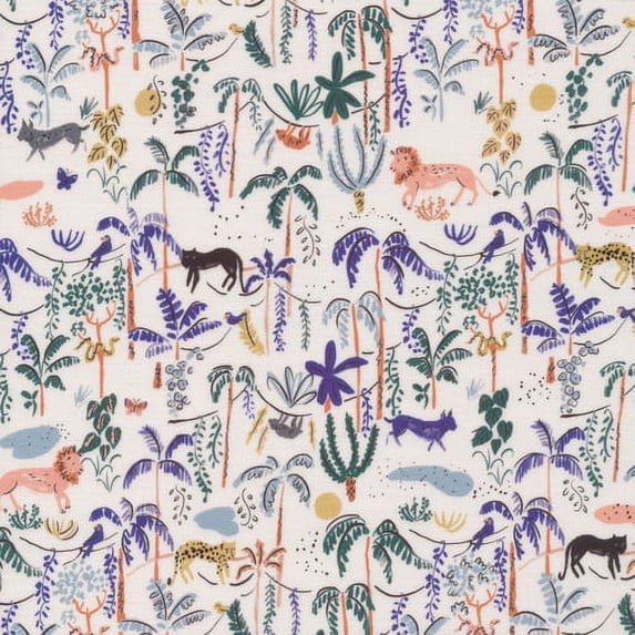 "Jungle Forest fabric, Cloud 6 Fabrics Bountiful Forest organic cotton, Sold By The Quarter Yard"