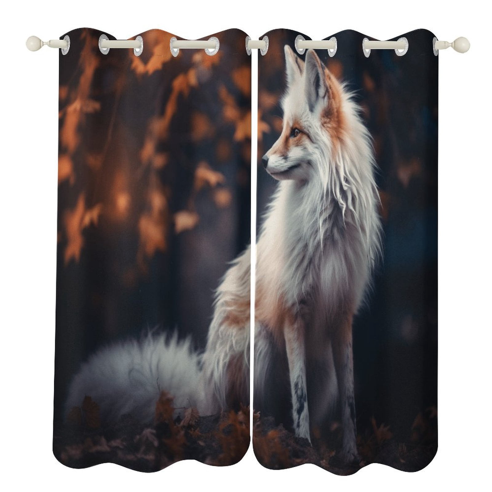 Fox Window Jungle Fox Cartoon Pattern Blackout Window Curtains for Bedroom Living ...