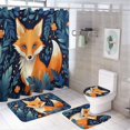 thumbnail image 1 of Jungle Fox Cartoon Pattern Shower Curtain Set Waterproof Bathroom Toilet Seat Cover Bath Non-slip Mat Rug Carpet Bath Decor 4pcs, 1 of 8