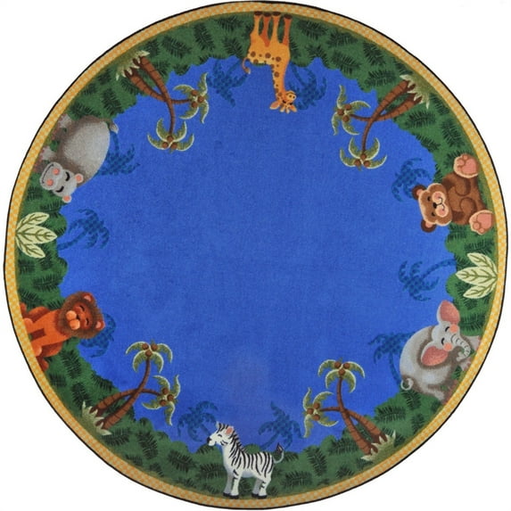 Jungle Friends 13'2" Round Area Rug In Color Multi