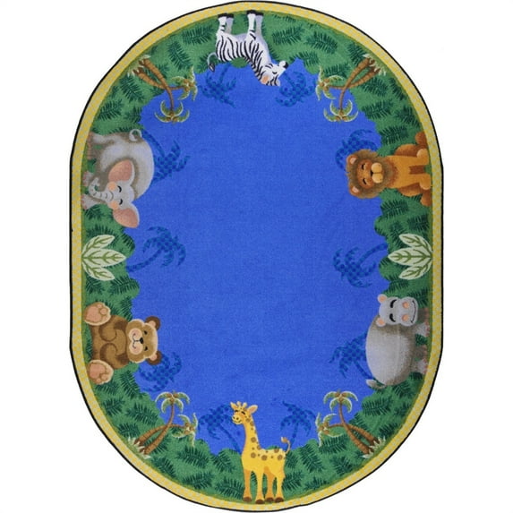 Kid Essentials - Infants & Toddlers Jungle Friends, 3'10" x 5'4" Oval, Multicolored