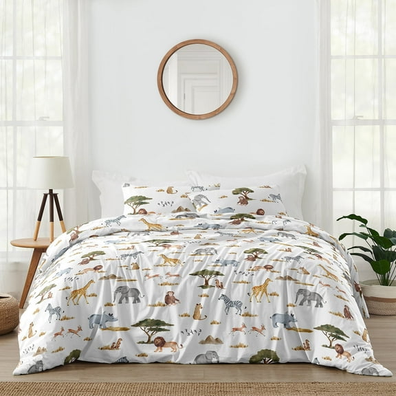 Sweet Jojo Designs Jungle Multicolor Full/Queen Bed Comforter 3 Piece Bedding Set - 3 Piece