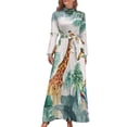 thumbnail image 1 of Jungle Giraffe Paradise Print Women's Long Dress Long Sleeves Dress Vintage Dresses Party Maxi Dress High Waist Dress, 1 of 4